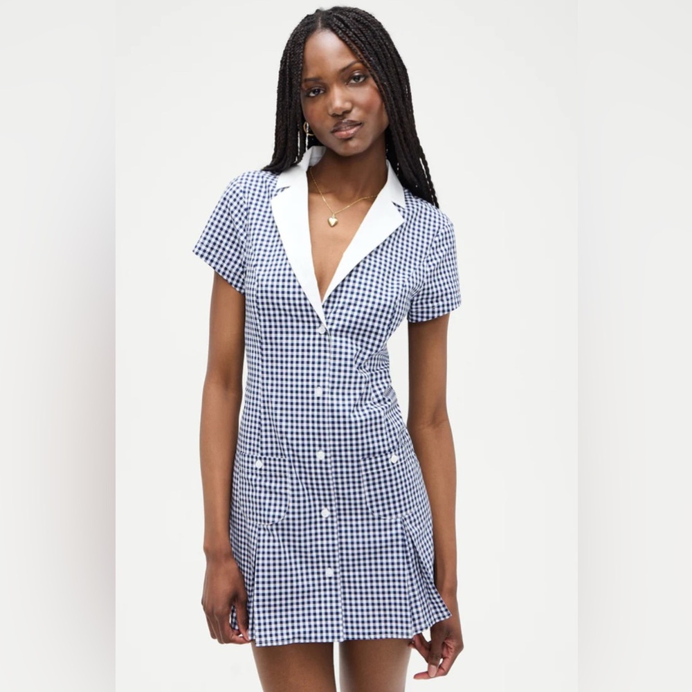 Navy and White Checkered Dress